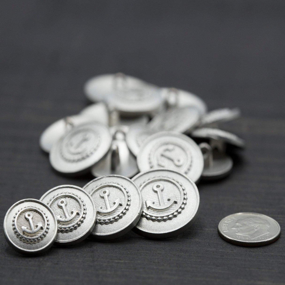 Anchor Shank Button Silver Emblem