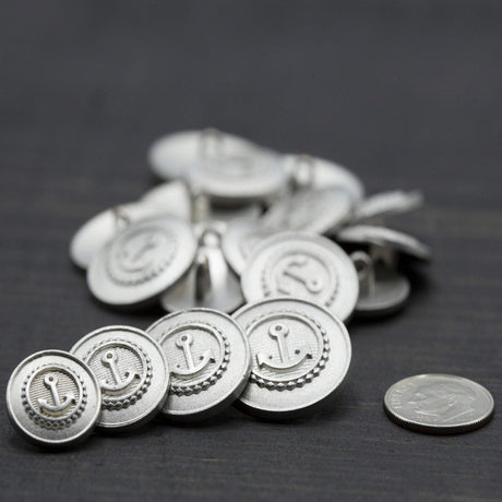 Anchor Shank Button Silver Emblem