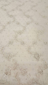 Embroidered Stretch Lace White Silver