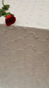 Embroidered Stretch Lace White Silver