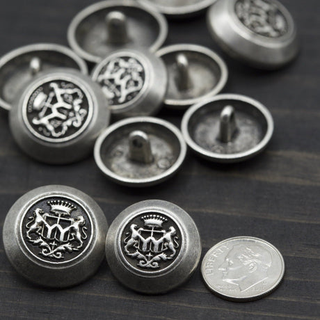 Metal Shank Button Silver Crown 20mm