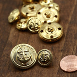 Gold Anchor Metal Shank Button