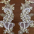 Bridal Applique White Gold Pearl Bead Pair