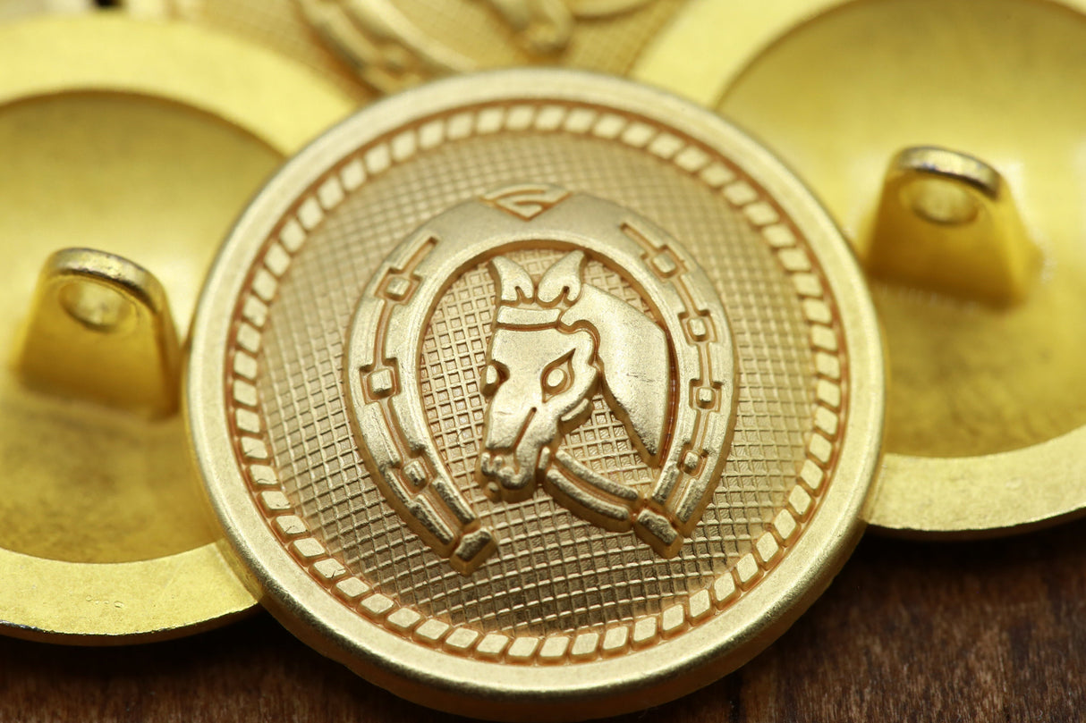 Horse Head Gold Metal Shank Button