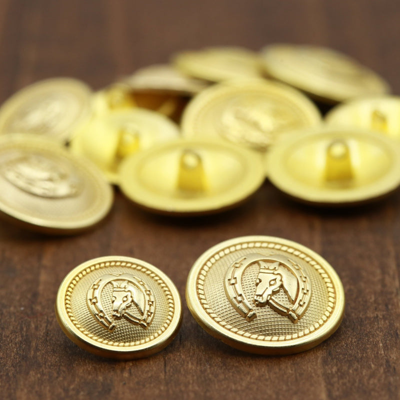 Horse Head Gold Metal Shank Button