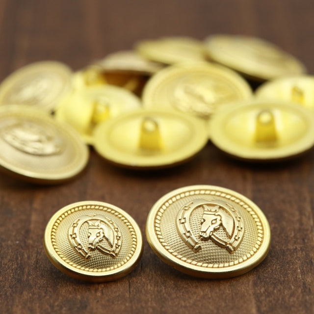 Horse Head Gold Metal Shank Button