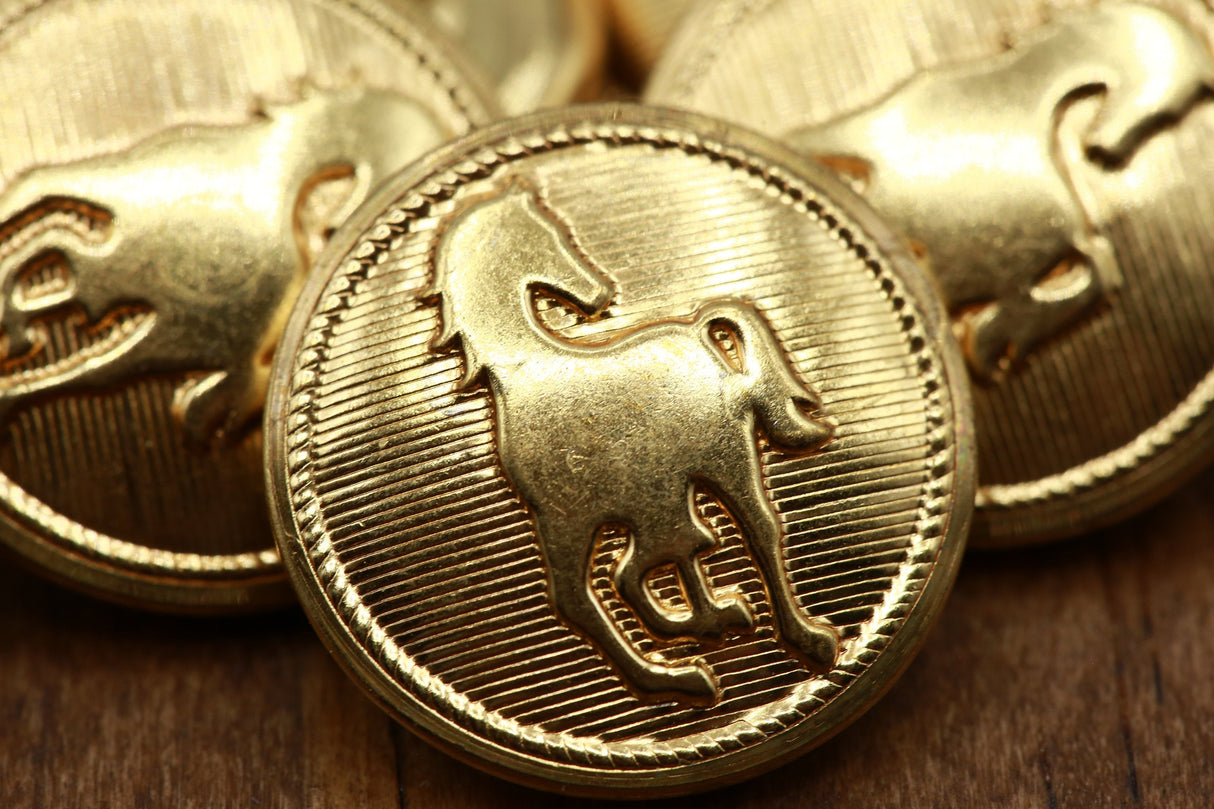 Wild Horse Metal Button Gold Shank