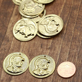 Coin Charm Gold Soldier Head 27mm