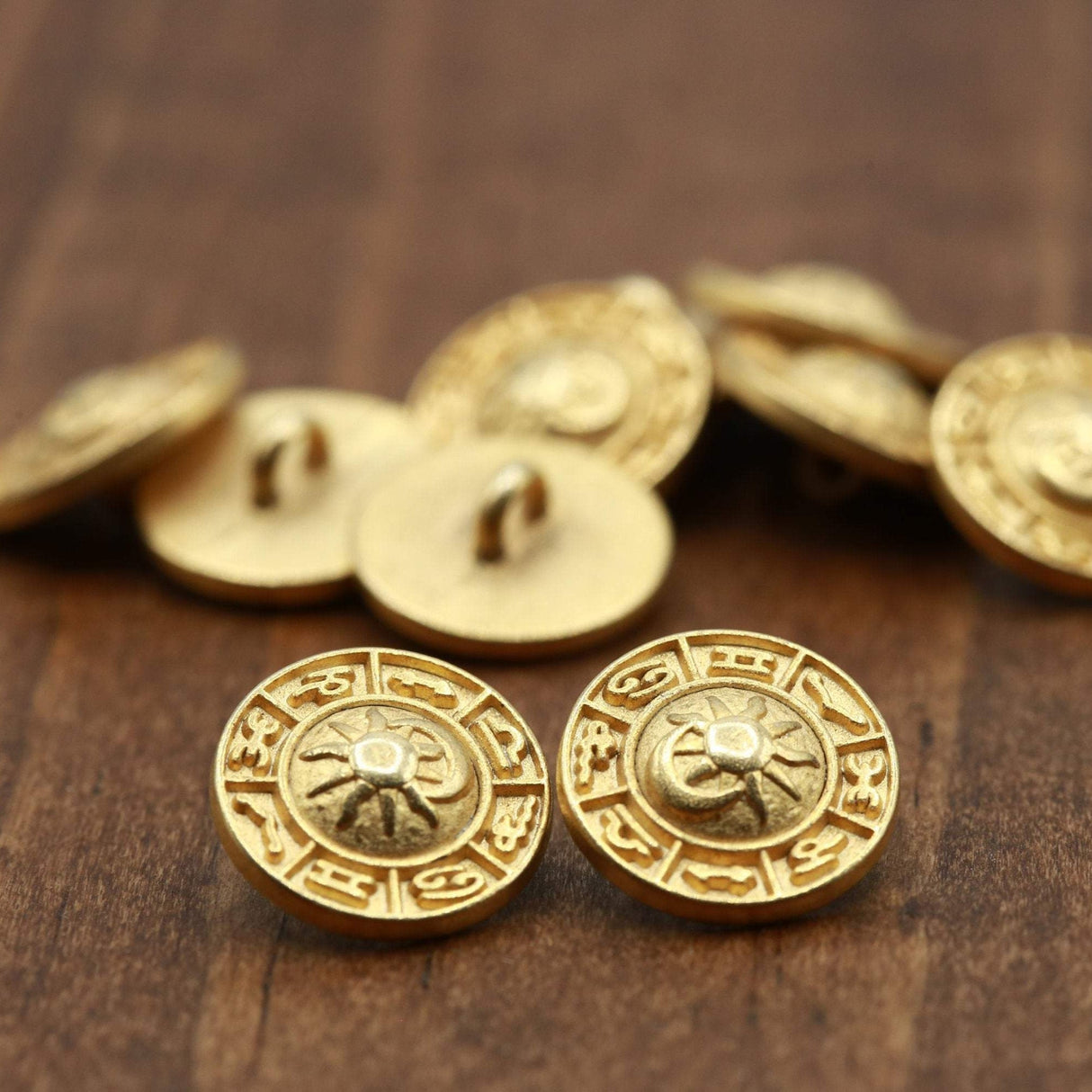Gold Metal Astrology Button 24L 15mm