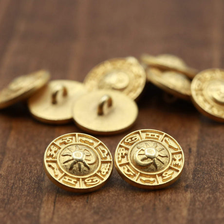 Gold Metal Astrology Button 24L 15mm