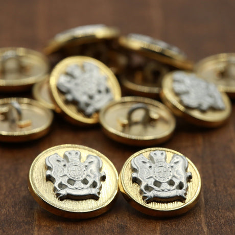 Shank Button Standing Horses Crest Ribbon