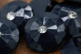 Rhinestone Button Black Plastic Shank 30L
