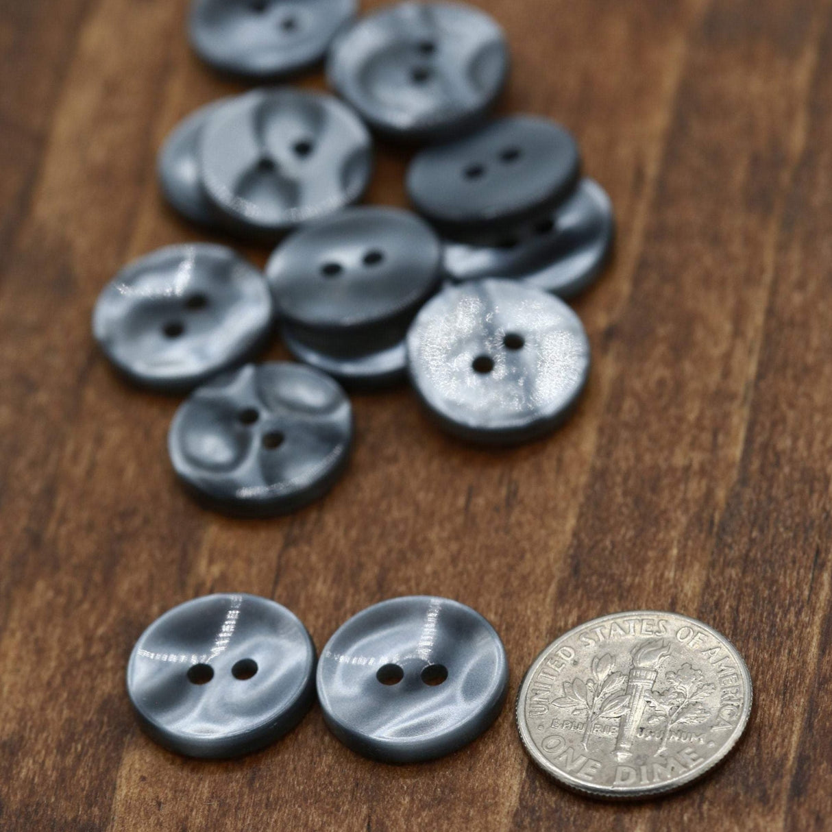 Plastic Button 22L Gray Shiny Finish