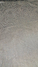 Rhinestone Mesh Lace Navy Blue Multicolor Iridescent
