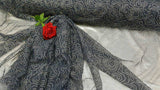 Rhinestone Mesh Lace Navy Blue Multicolor Iridescent