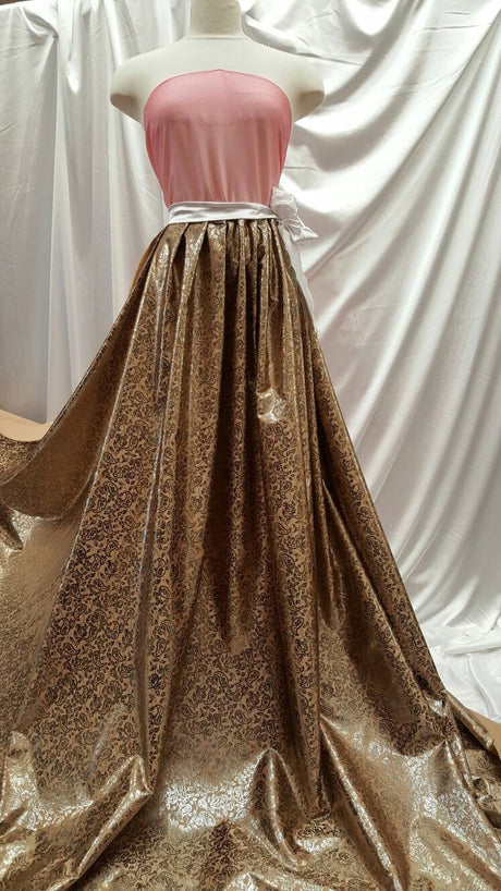Brocade Paisley Satin Gold Beige