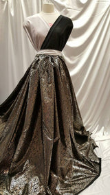 Shining Satin Gold Paisley Black