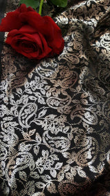 Shining Satin Gold Paisley Black