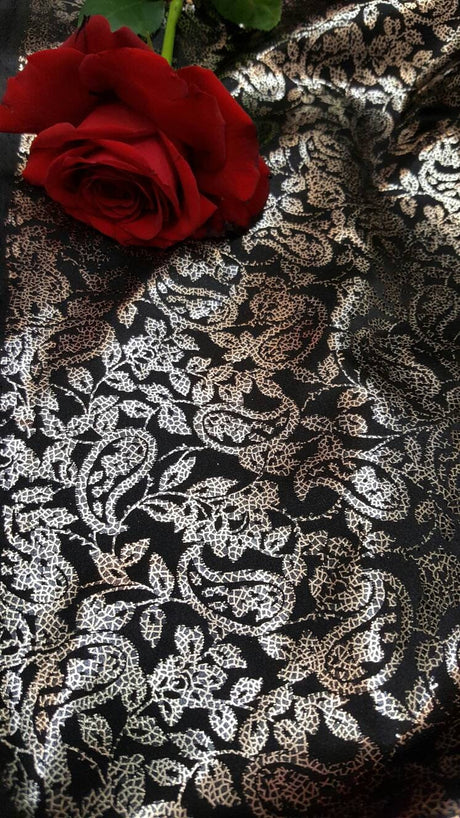 Shining Satin Gold Paisley Black