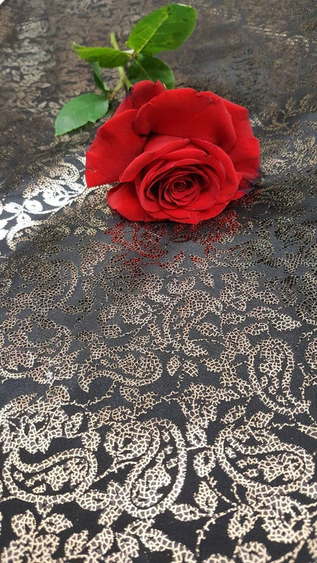 Shining Satin Gold Paisley Black