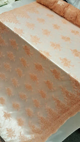 Embroidered Lace Fabric Salmon