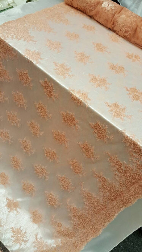 Embroidered Lace Fabric Salmon