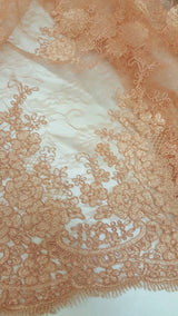 Embroidered Lace Fabric Salmon