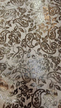 Gold Paisley Satin Fabric on White