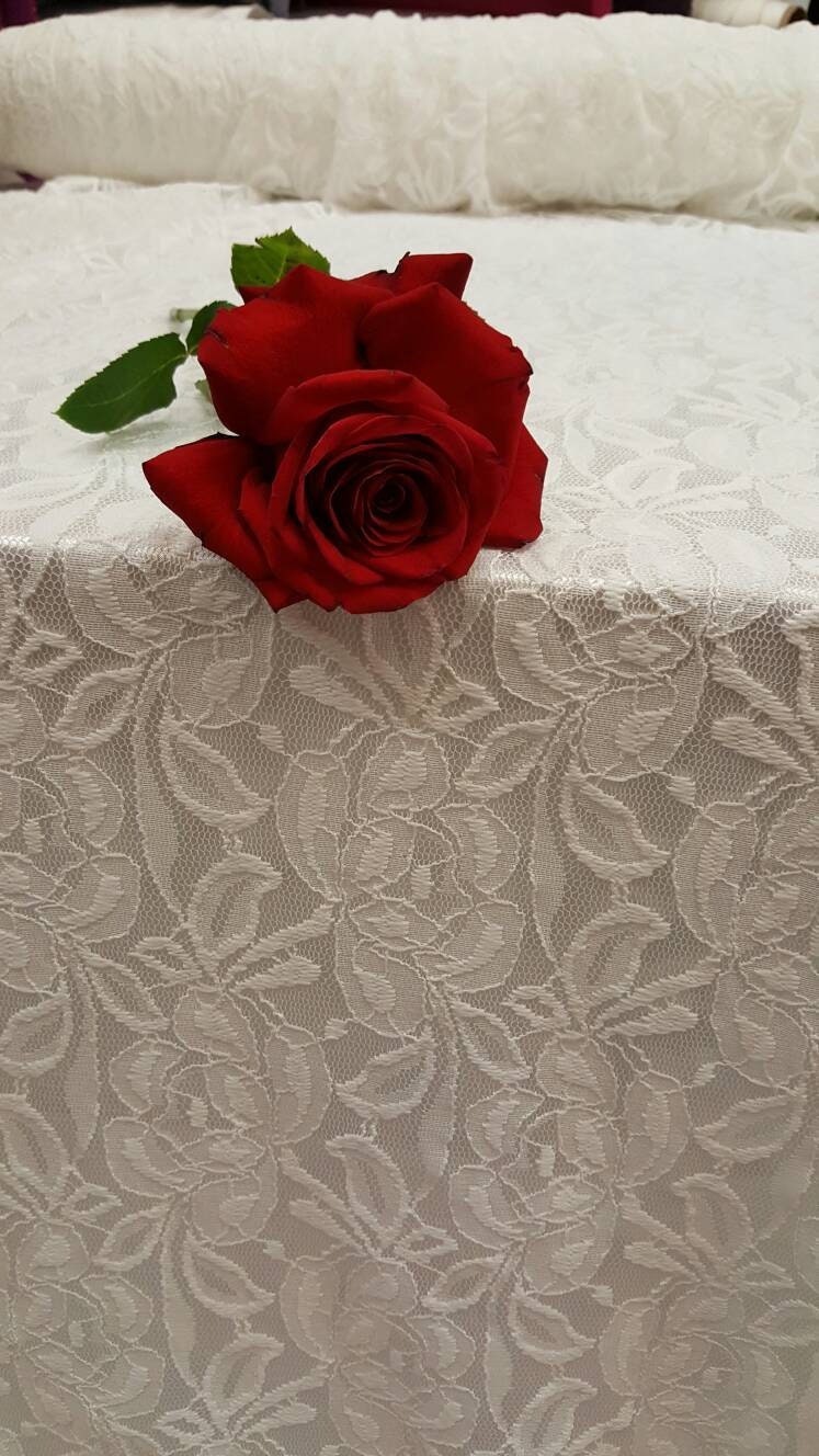 Bridal Stretch Lace White Floral Embroidered Mesh