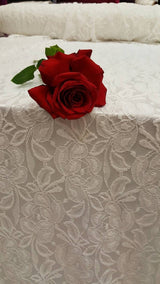Bridal Stretch Lace White Floral Embroidered Mesh