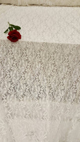 Bridal Stretch Lace White Floral Embroidered Mesh