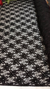 Black Stretch Lace Embroidered Mesh