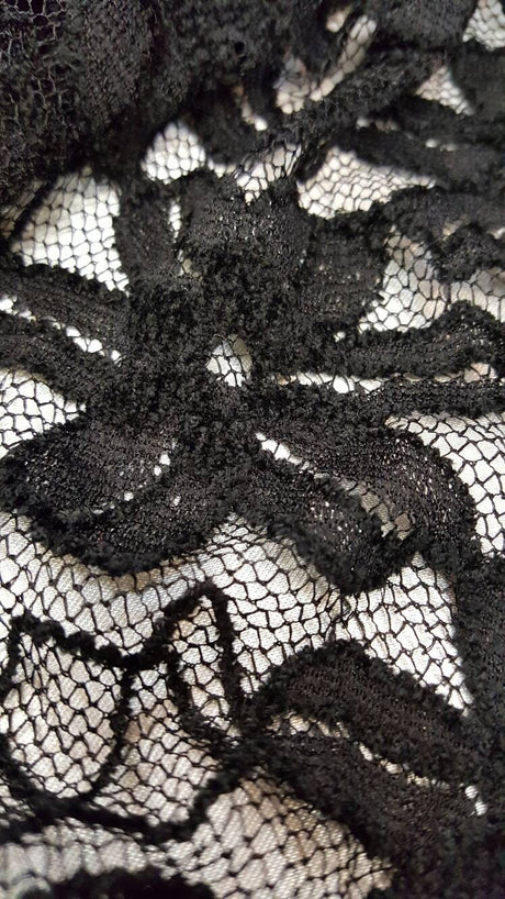 Black Stretch Lace Embroidered Mesh