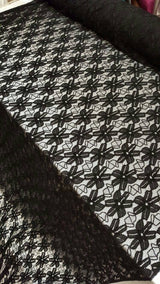 Black Stretch Lace Embroidered Mesh