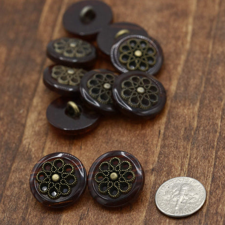 Coat Button Bronze Flower Shank 32L