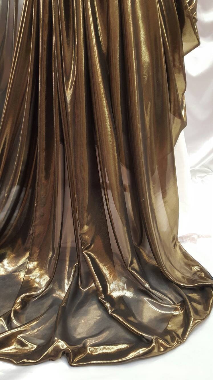 Metallic Chiffon Silk Gold on Black