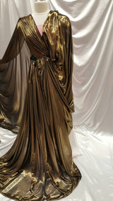 Metallic Chiffon Silk Gold on Black