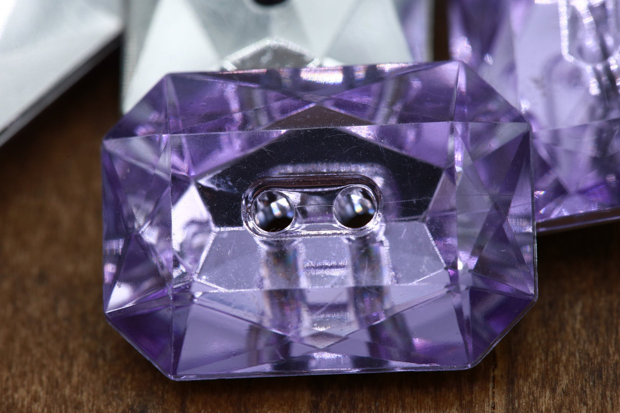 Rectangular Acrylic Crystal Button 25mm x 18mm