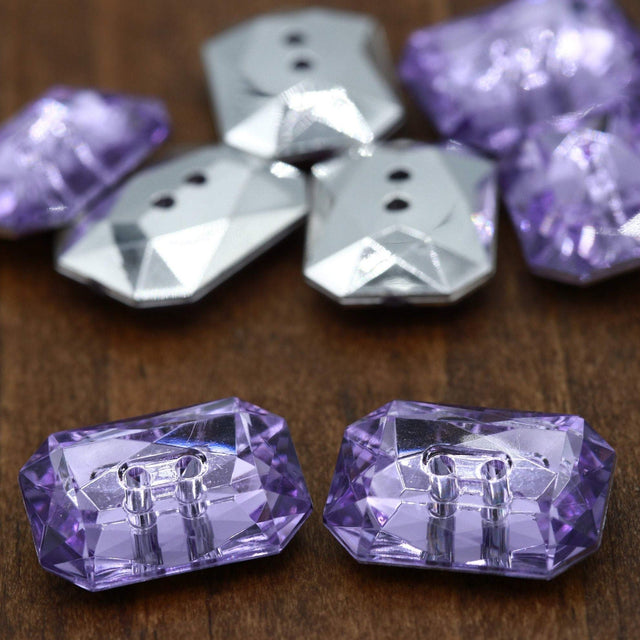 Rectangular Acrylic Crystal Button 25mm x 18mm
