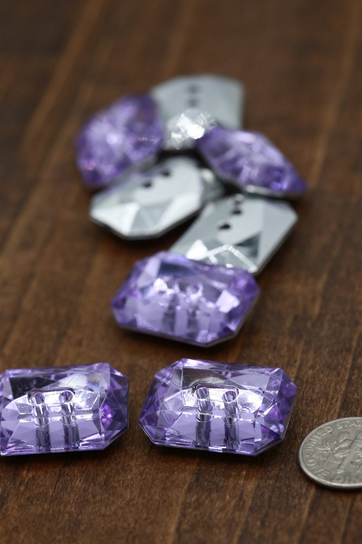 Rectangular Acrylic Crystal Button 25mm x 18mm