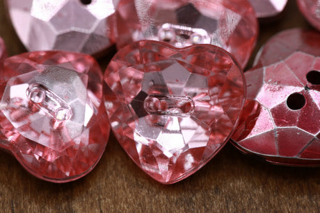 Heart Button Pink Acrylic 15mm