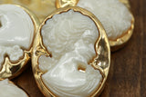 Cameo Button Plastic Gold Ivory Face