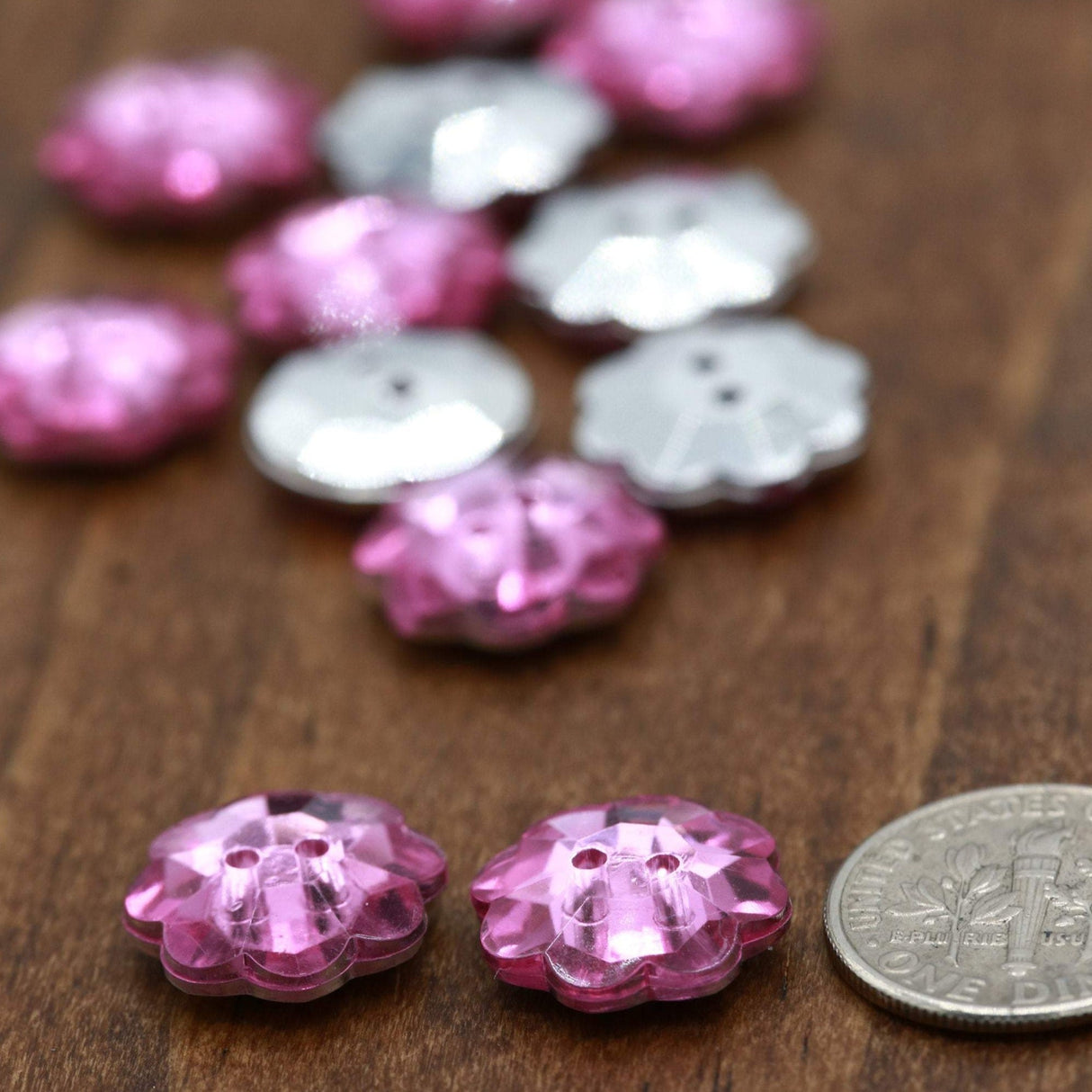 Flower Button Pink Plastic 12mm