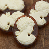 Cameo Button Plastic Gold Ivory Face