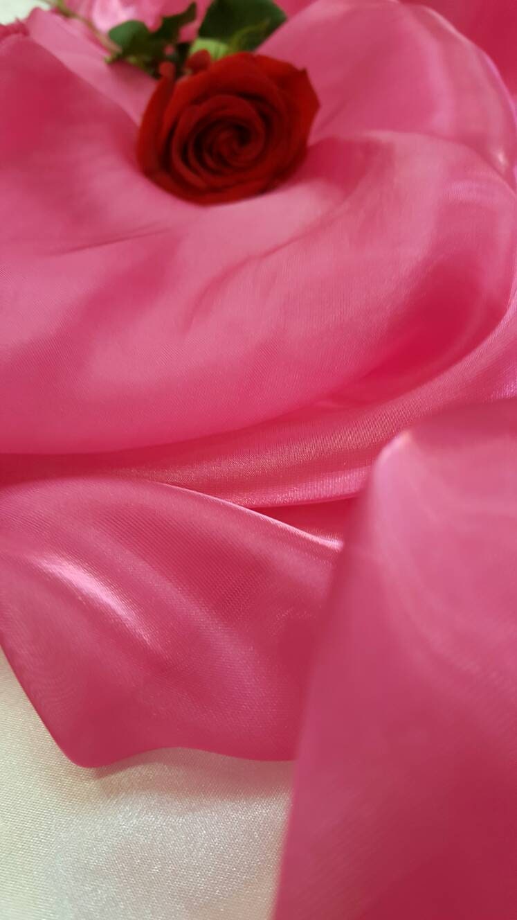 Silk Organza Iridescent Sheer Fabric Hot Pink