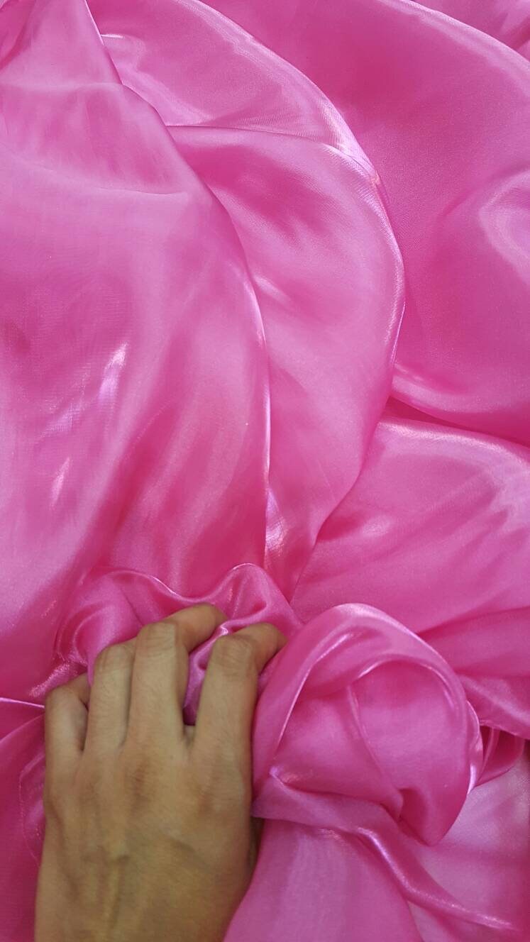 Silk Organza Iridescent Sheer Fabric Hot Pink
