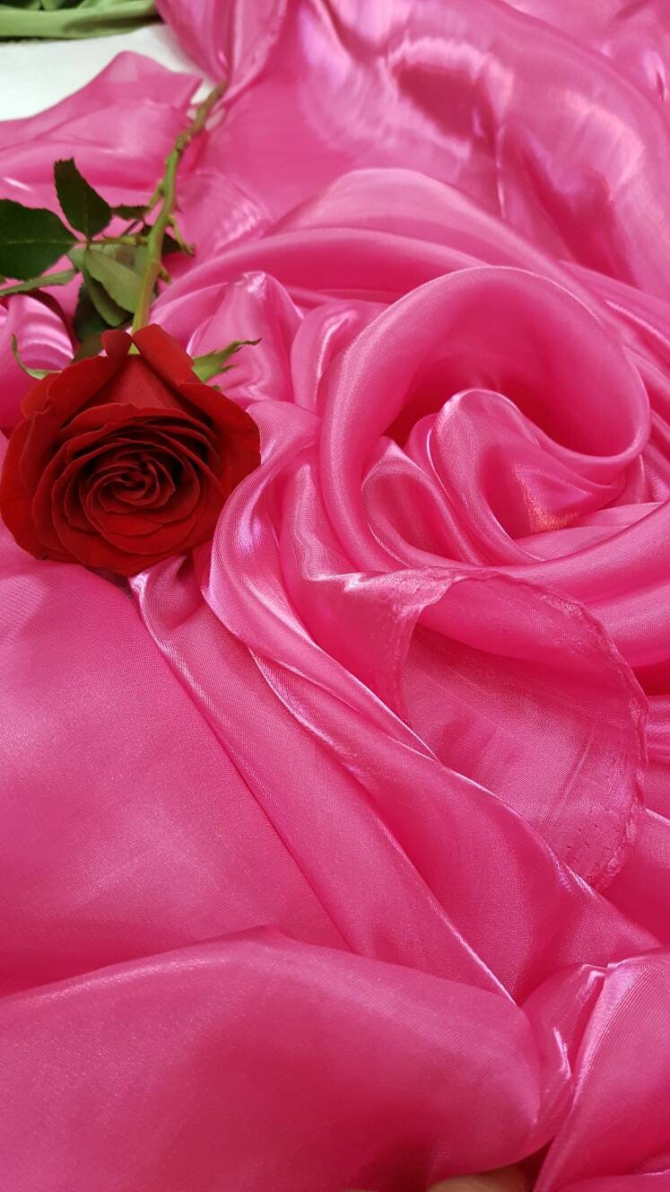 Silk Organza Iridescent Sheer Fabric Hot Pink