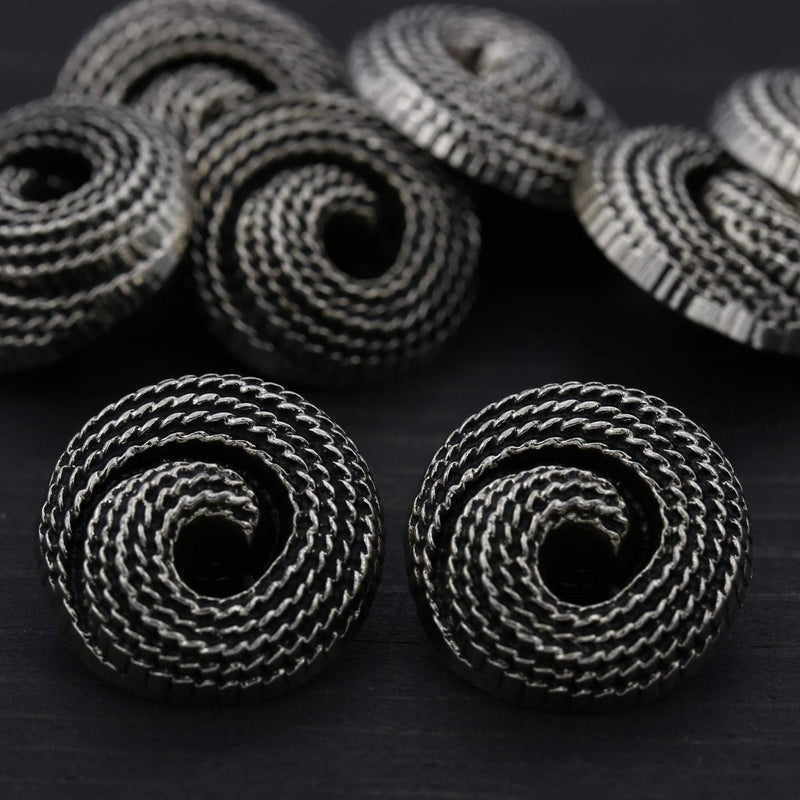 Shank Button Gunmetal Swirl Rope Effect 22L
