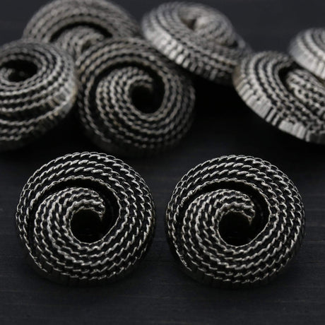 Shank Button Gunmetal Swirl Rope Effect 22L