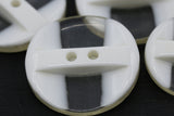 Plastic Button Ivory Clear 2-Hole